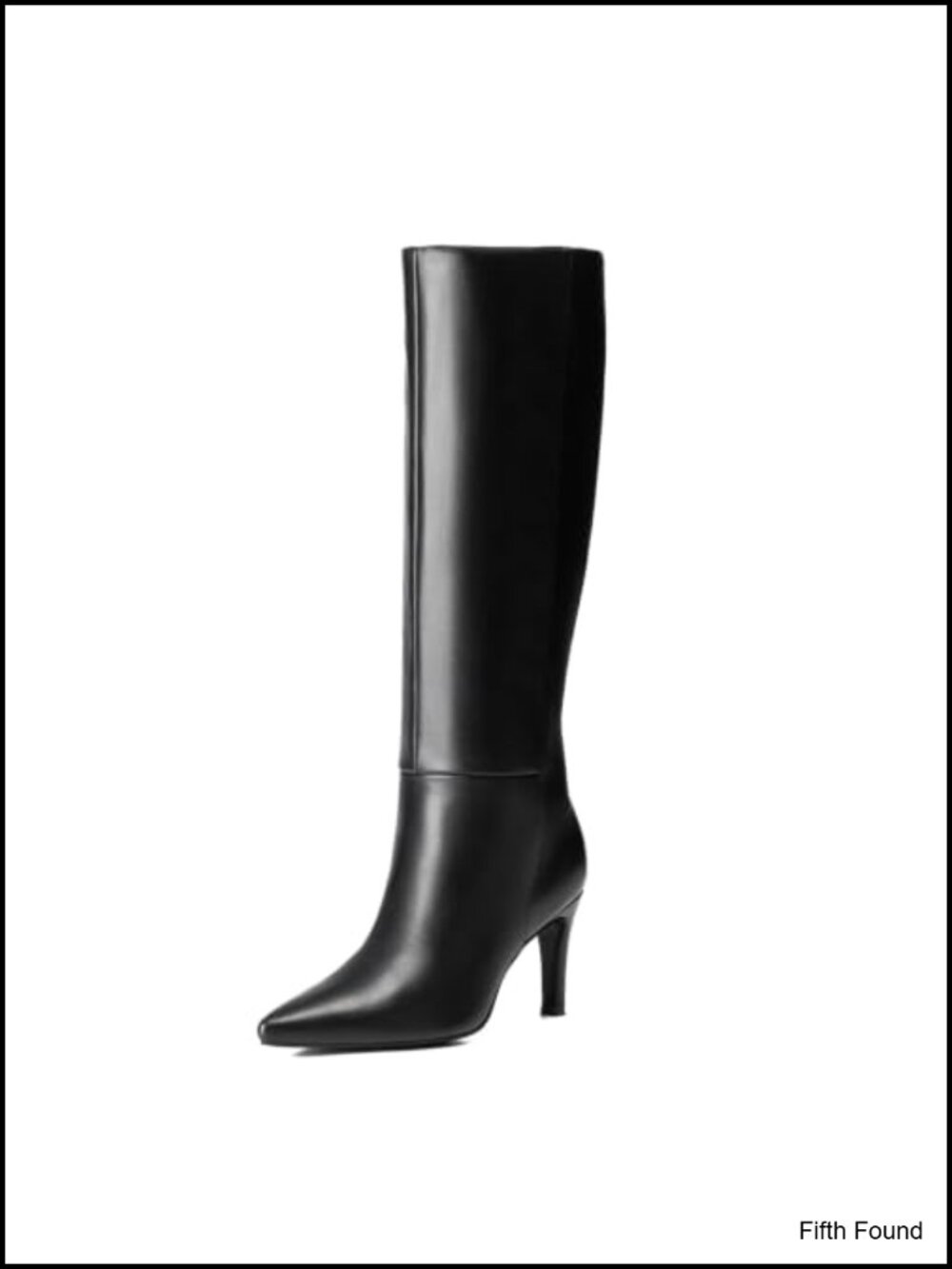 Pointed Toe Stiletto Knee High Boots Faux Leather Wide Calf Dress Boots